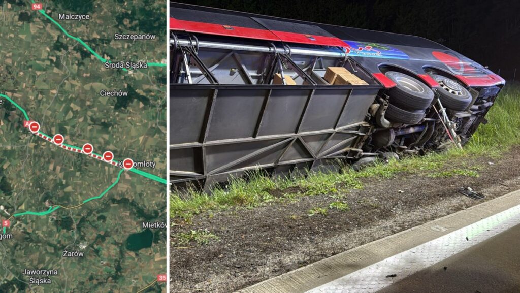 Wypadek autokaru z turystami na autostradzie A4 – działania ratunkowe służb
