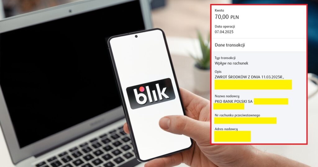 Blik został wysłany na nieprawidłowy numer telefonu. Otrzymałem zwrot środków, lecz problem nadal istnieje.